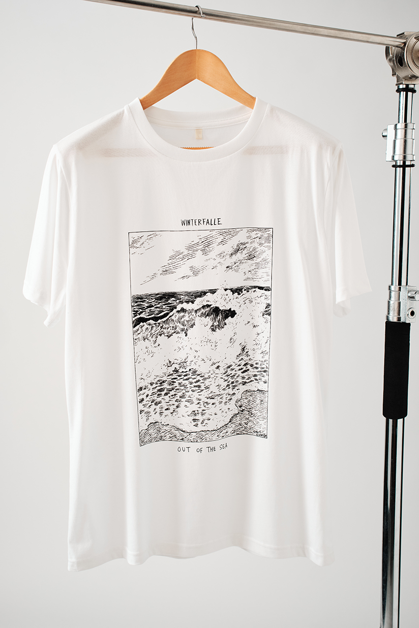 Winterfalle X Chris Riddell Black Waves White T-shirt 2