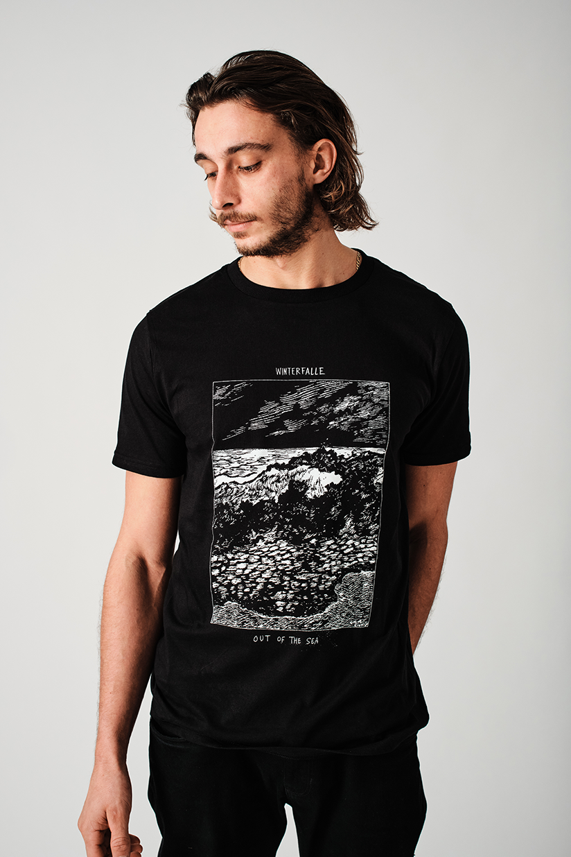 Winterfalle X Chris Riddell White Waves Black T-shirt 4