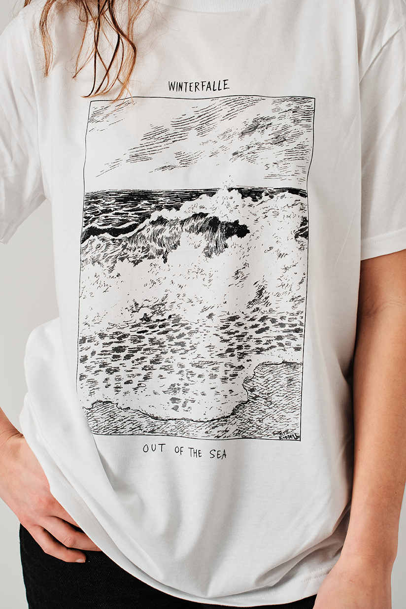 Winterfalle X Chris Riddell Black Waves White T-shirt 6