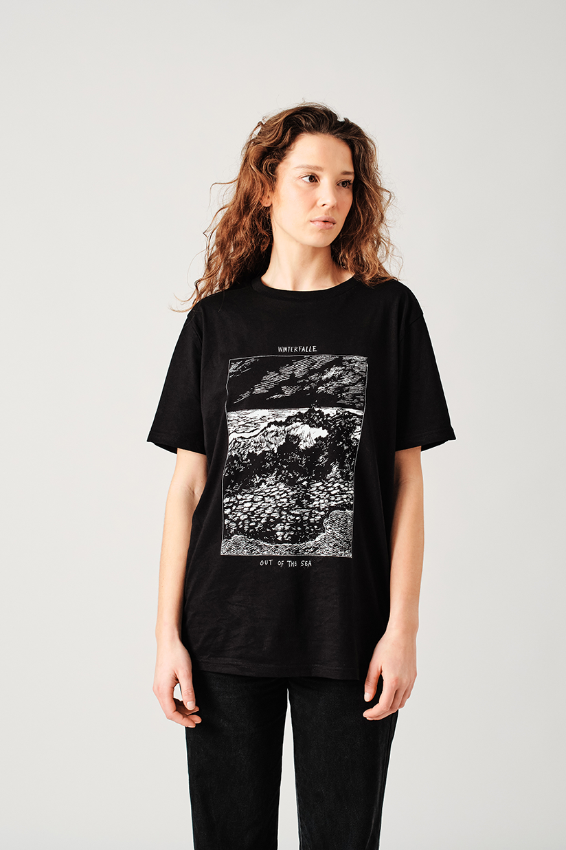 Winterfalle X Chris Riddell White Waves Black T-shirt 6