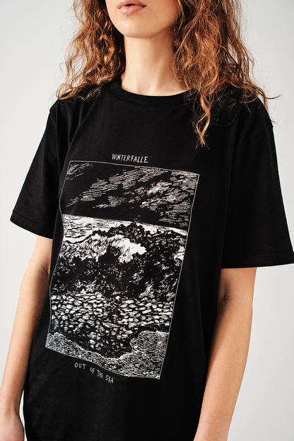 Winterfalle X Chris Riddell White Waves Black T-shirt 7