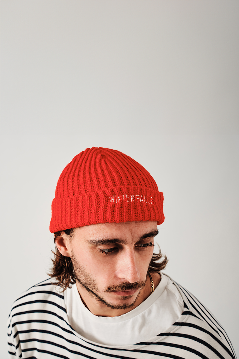 Winterfalle X Chris Riddell 'Aquatic Life' Red Beanie Hat 3