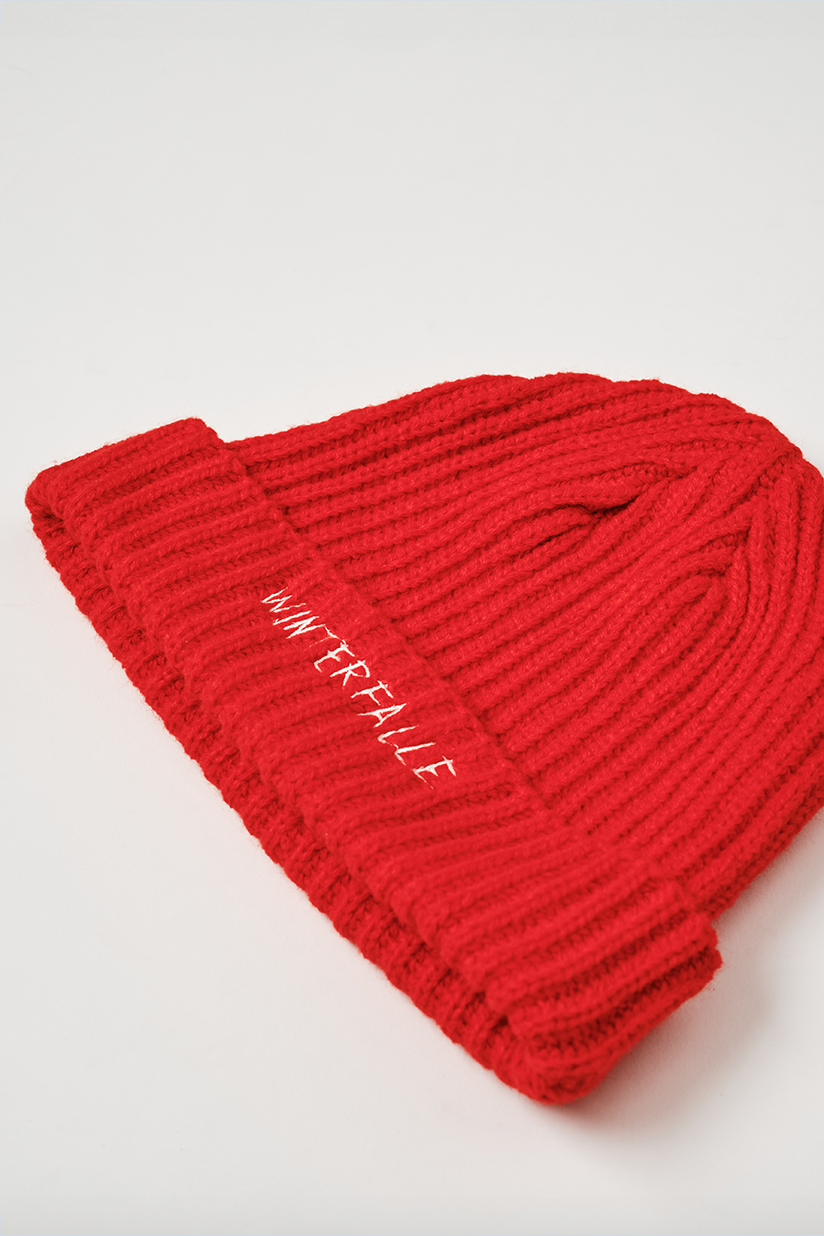 Winterfalle X Chris Riddell 'Aquatic Life' Red Beanie Hat 2